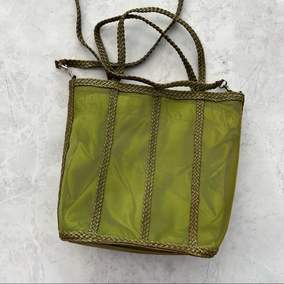 Bags Green Braided Leather Mesh Satchel With Crossbody Strap Poshmark